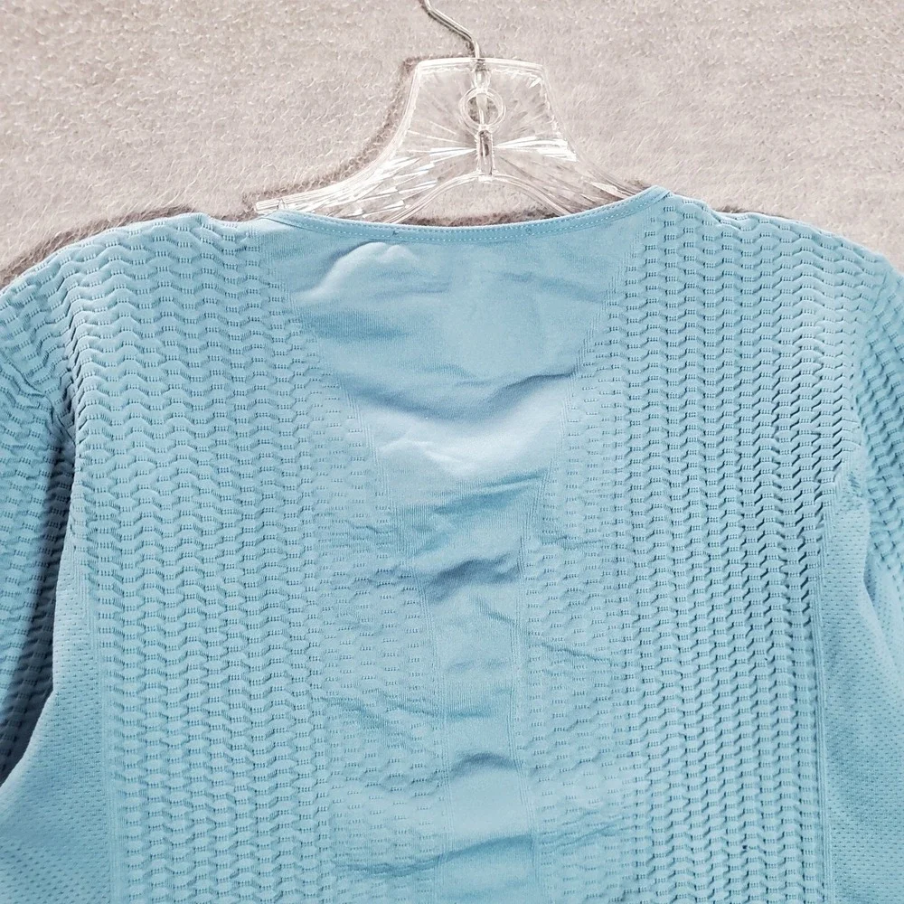 Nike Sphere‎ Women Activewear Top M/L Blue Seamless Compression Crop Shirt Y2K